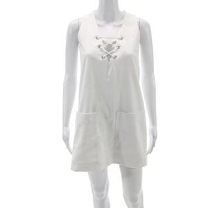 Zara Women Shift Dress White VNeck Sleeveless Short Size XS